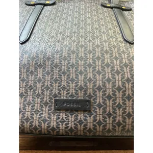 Fossil Monogram Tote Bag Brown Black Signature Logo Print‎ Shoulder Bag Large thumbnail 2