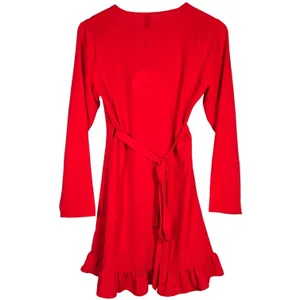 Princess Polly Agnetha‎ Mini Dress Red Long Sleeve Wrap Ruffle Flounce Women's 8 thumbnail 2