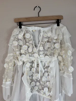 For Love & Lemons Bridal Carolina Daisy Off The Shoulder Mini Dress size Medium thumbnail 8
