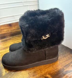 G By Guess Black Faux Fur Trim‎ Boots Size 6.5 thumbnail 1