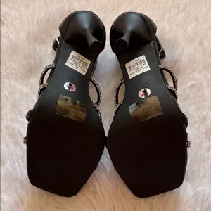 Charlotte Russe Black Strappy Heels with Rhinestone Accents thumbnail 4