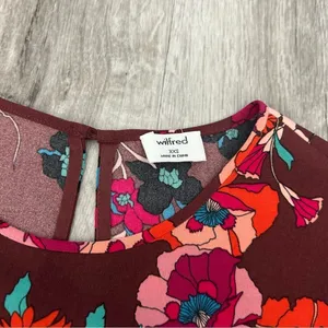 Aritzia Wilfred Cambria Floral Maroon Blouse Top Workwear Office Church Size XXS thumbnail 5