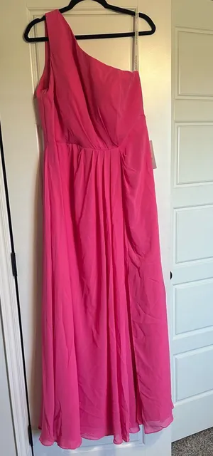 One-Shoulder Hot Pink Evening Dress thumbnail 1