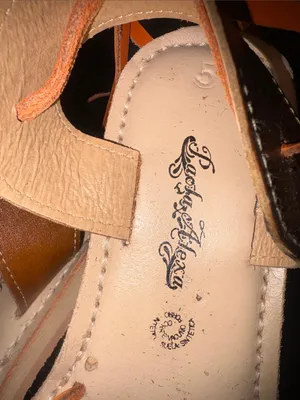 Paola Alexa mexican Brown Leather Floral Cutout Sandals with Orange Laces 8/9 thumbnail 5