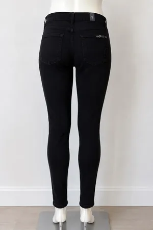 NWT 7 For All Mankind Ankle Gwenevere Distressed Skinny Jeans Black Size 29 thumbnail 2