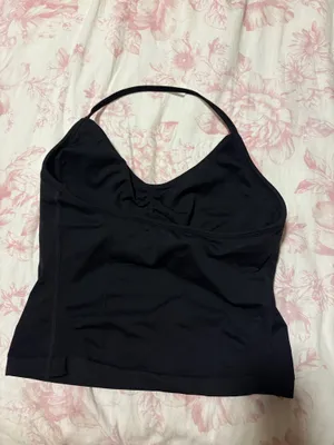 Aurola halter tank top Black thumbnail 4