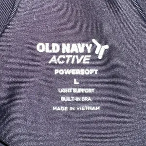 Old Navy PowerSoft High Neck Crop Tank Top Light Support Built In‎ Bra Black L thumbnail 3