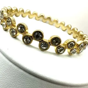 Gold tone and rhinestone bangle bracelet thumbnail 3