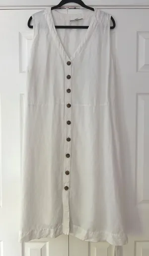 Loft Plus White Linen Blend Sleeveless Button Front Midi Dress Plus Size 24 thumbnail 1