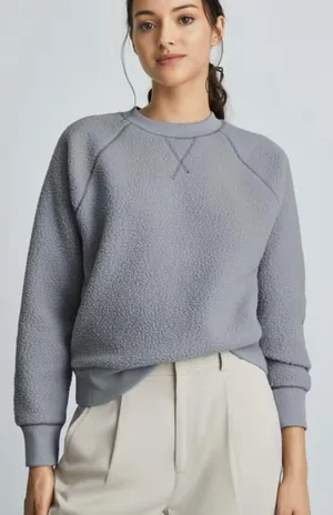 Everlane Sweatshirt ReNew Fleece Raglan Long Sleeve Crewneck Smoke Light Blue M thumbnail 1
