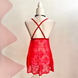 Red Lace Babydoll Top Y2K 2000s Coquette Fairycore Romantic‎ Small thumbnail 2