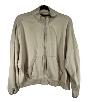 Standard Cloth Womens Tan Full Zip Sweatshirt Mock Neck Cotton Jacket‎ Small thumbnail 1