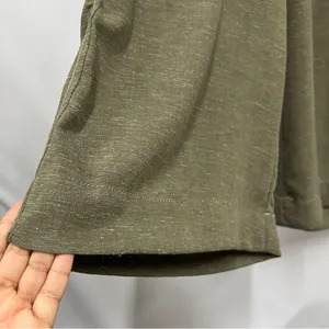 NWT Max Studio Women's Cropped Wide Leg Trousers XS Pull-on linen blend olive thumbnail 3