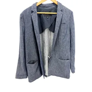 Banana Republic 100% Linen Blazer Jacket Blue Chambray Sz 14 Summer Coastal thumbnail 6