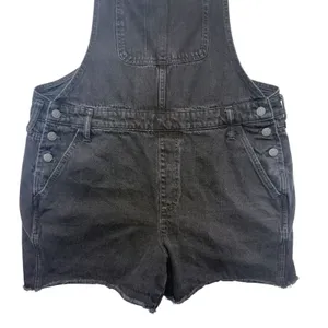 Madewell Denim Short Overalls Black‎ Wash Raw Hem XL Women's Shortalls thumbnail 5