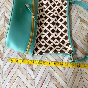 Spartina 449 Madison Stanley Bucket Bag Linen Liner Leather Teal Brown Geometric thumbnail 13