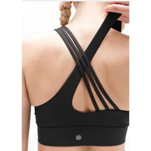 Athleta L Train Free High Neck Sports Bra Cup D-DD Large Black thumbnail 7