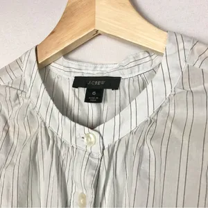 J. Crew Tie Waist Cotton‎ Voile Deck Blue Stripe Long Sleeve Midi Dress 6 thumbnail 5