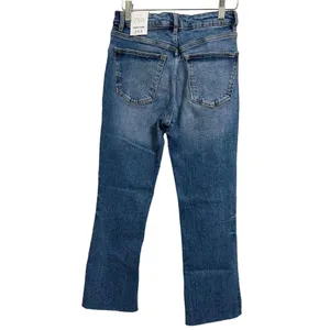 ZARA Women's Mid-Rise Cropped Flared Denim Frayed Hem Jeans Size 4 NEW thumbnail 6