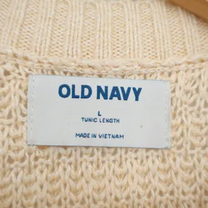 Old Navy Tunic Sweater Womens Large Beige Waffle Knit Crew Neck Long Sleeve thumbnail 2
