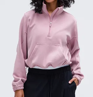 Lululemon Brushed Softstreme Half Zip ColourRose Blush thumbnail 5