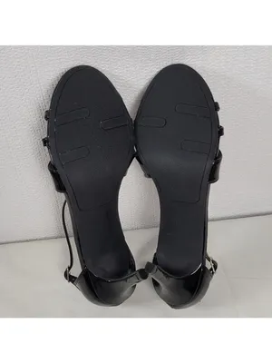 Patent Leather Black Strappy Heel Sandals By Fergalicious Fergie Maya Size 9M thumbnail 7