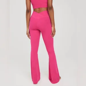 Aerie OFFLINE Real Me criss Crossover Flare Leggings yoga pants highrise fuchsia thumbnail 2