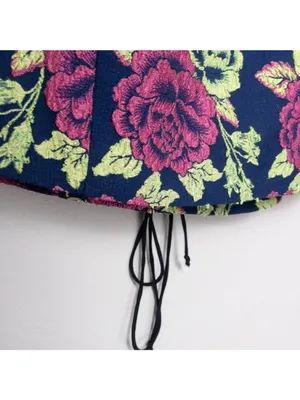 NWT NBD Embroidered Floral Mini Dress S Navy Blue Pink Green Lace Up Bodycon thumbnail 4