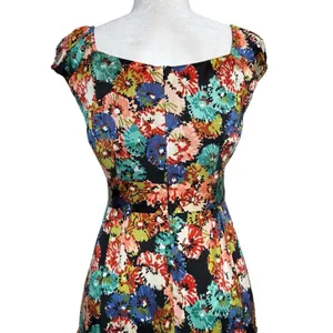 Nanette Lepore 100% Silk Mini Babydoll‎ Dress 10 Dark Floral Tiered Whimsy Fairy thumbnail 8