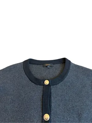 Quince Charcoal Black Colorblock Cardigan Sweater Collarless Cardi Large Women's thumbnail 2