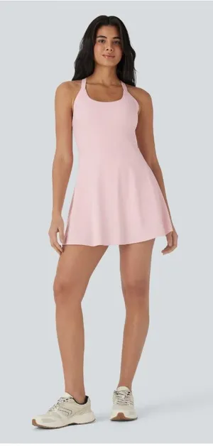 Halara Dress Womens Small Pink Halter Tank Fit Flare Mini Athletic Activewear thumbnail 1