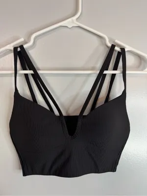 Lululemon Athletica Black Like a Cloud Longline Ribbed Strappy Bralette Size B/C thumbnail 2