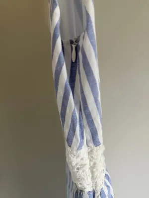 Commence Blue & White Striped Maxi Dress with Crochet Waist Small NWT Pocket s thumbnail 3