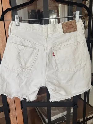 Levi’s 501 Original denim Shorts high waisted jean Disco Nights revolve raw hem thumbnail 3