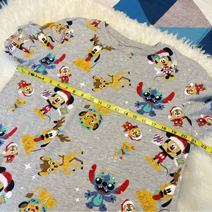 Disney 100 Character Christmas Shirt Sleeve T Shirt Juniors XXL Gray Stitch thumbnail 6