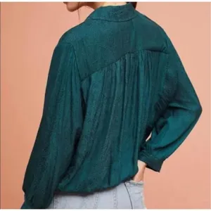 Anthropologie Maeve Almeria Emerald Green Paisley‎ Blouse Sz Small thumbnail 4