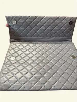 Do everything in Love Quilted Silver Clutch Purse thumbnail 3