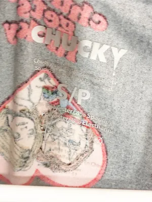 Chucky Gets Lucky Tiffany Black Red One Piece Romper Pajama Half Button Small thumbnail 3