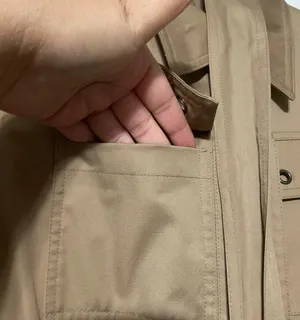 Gallery tan button, belted raincoat type coat thumbnail 6