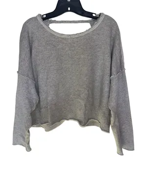 Aerie Gray Twist Open Back Oversized Top Boho Distressed S Lounge thumbnail 1