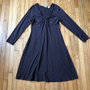 Spiegel Vintage 90s EUC Women's Chocolate Brown Empire Waist Knit Dress Size L thumbnail 1