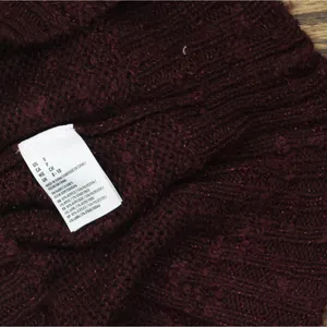 NWT American Eagle Acrylic Wool Open Knit Pullover Sweater V-Neck Berry Purple S thumbnail 4