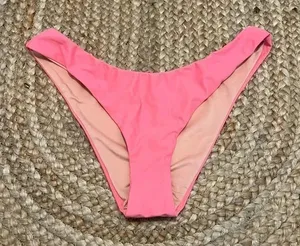 J crew‎ bikini bottom sz medium curved waist cheeky bikini bottom pink thumbnail 1