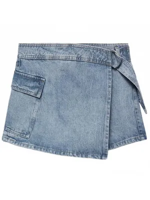 Mango Cotton Denim Skort NWT Medium Blue Small thumbnail 3