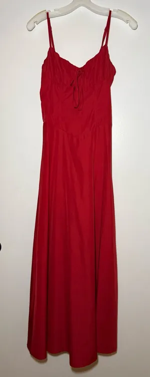 Red Bustier Maxi Sundress Basquet Waist Women’s XS thumbnail 1