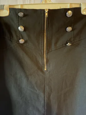 Black High-Waist Pencil Skirt with Decorative Buttons thumbnail 5