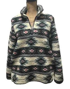 Roper Southwestern Print Fleece Quarter Zip Pullover Cowgirl Chic Womens Size XS thumbnail 1