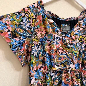 Anthropologie Robin Tiered Mini Dress Women 1X Floral Paisley Multicolor Flutter thumbnail 11