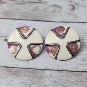 Vintage Stud Earrings For Pierced Ears Retro Circular Extra Large thumbnail 1