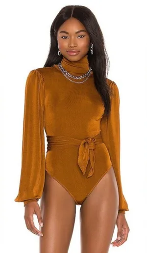 Free People‎ Intimately Orange Gold Turtleneck Bring It Back Bodysuit thumbnail 1